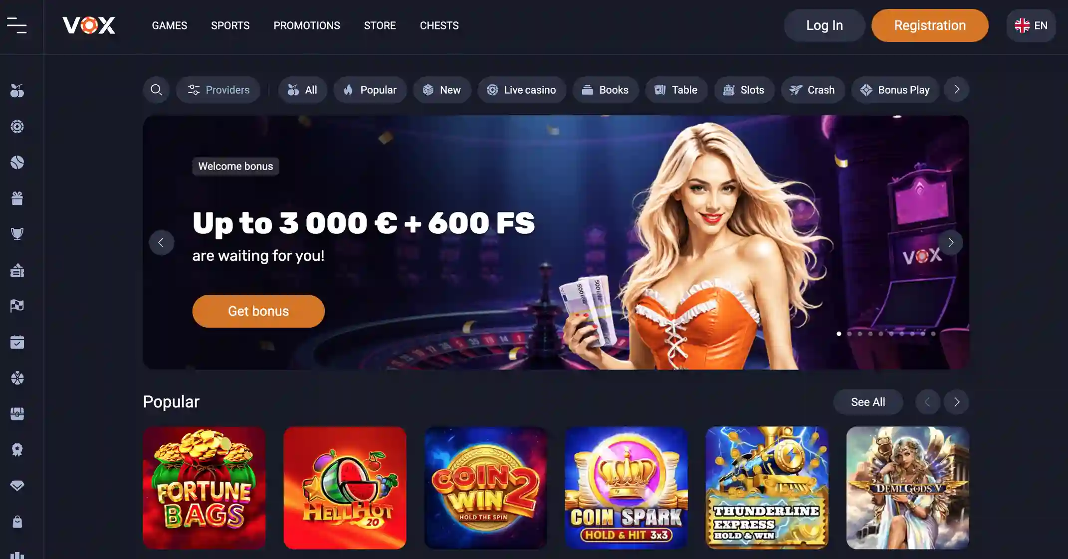 Vox Casino website preview